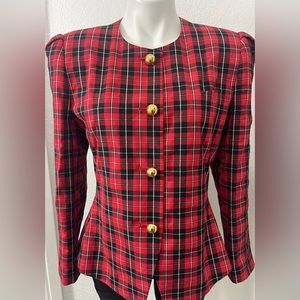 Vintage size 14, red and black gold hounds tooth design  blazer